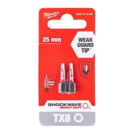 Milwaukee bit końcówka udarowa tx 8 x25mm /2szt. Shw 4932471568