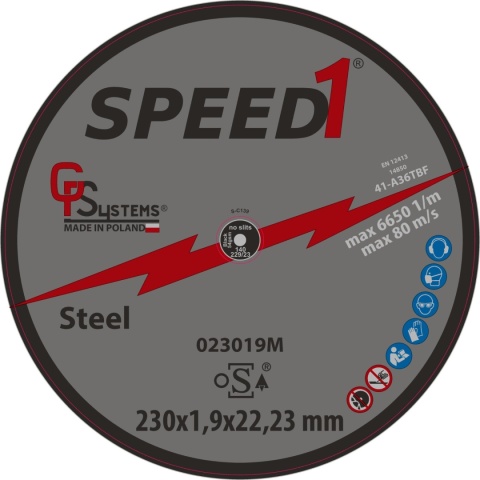 Speed1 Tarcza do cięcia metalu 230x1.9mm 023019M
