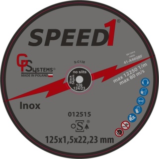 Speed1 Tarcza do cięcia metalu INOX 125x1.5mm 012510