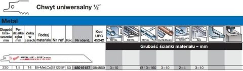 Milwaukee brzeszczot do piły szablastej 230/1,8mm 50szt. Metal 48016187