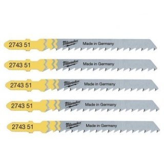 Milwaukee brzeszczot do wyrzynarki t101d 75mm komplet - 5szt. Do drewna, płyta, pcv, czyste cięcie 4932274351