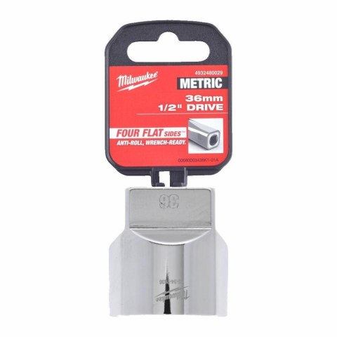 Milwaukee klucz nasadowy nasadka 1/2" krótka 36mm 4932480029